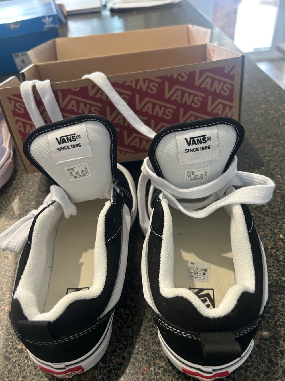 Vans Kids Black and White Canvas Low-Top Sneakers - Picture 3 of 6